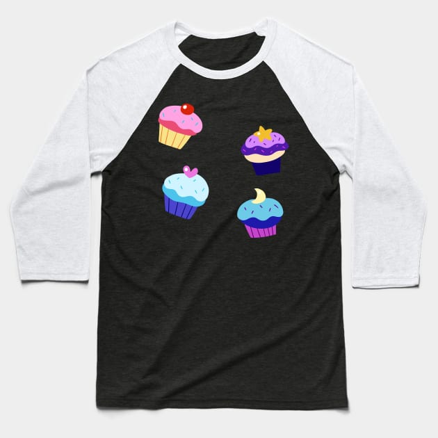 Four Cute Cupcakes Baseball T-Shirt by saradaboru